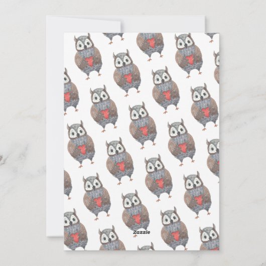 かわいいフクロウの友達 バレンタインデー シーズンカード (裏面)