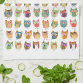 かわいいフクロウの台所タオル、teatowel. キッチンタオル (折り畳み)
