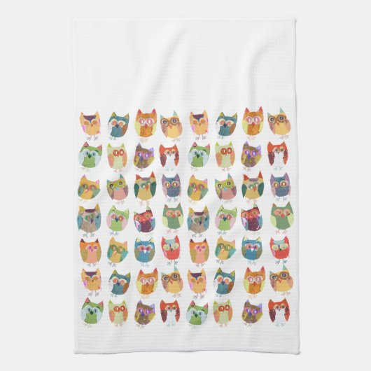 かわいいフクロウの台所タオル、teatowel. キッチンタオル (縦)