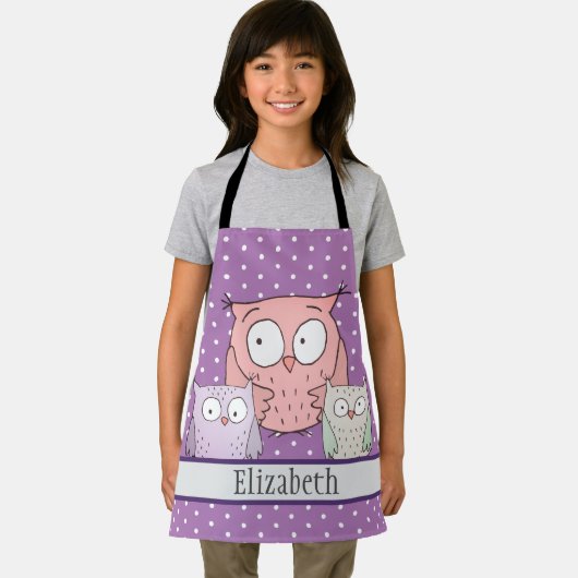 かわいいフクロウの名子供の動物柄 エプロン (インサイチュ)