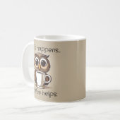 かわいいフクロウの命がコーヒーマおもしろいグを起こす コーヒーマグカップ (正面左)