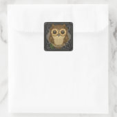かわいいフクロウの四角いステッカーWholio スクエアシール (バッグ)