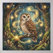 かわいいフクロウの夢の森の動物の保育園ポスター ポスター (正面)