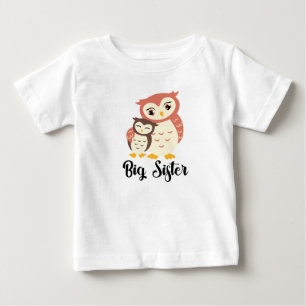 かわいいフクロウの大きいお姉ちゃんシャツ 女の子用 ベビーTシャツ