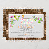 かわいいフクロウの女の子のベビーシャワー5インチx 7インチの招待状 招待状 (正面/裏面)