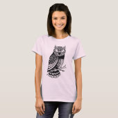 かわいいフクロウの女性のTシャツ Tシャツ (正面フル)