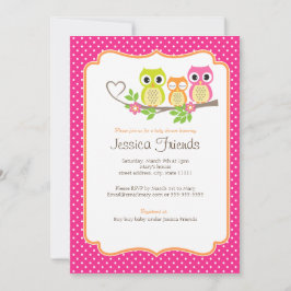 かわいいフクロウの子のシャワーの招待 招待状