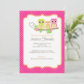 かわいいフクロウの子のシャワーの招待 招待状 (スタンド正面)
