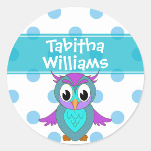 かわいいフクロウの子パーソナライズされたども ラウンドシール