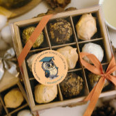 かわいいフクロウの子供たち卒業 |オレンジ新学期 ラウンドシール