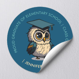 かわいいフクロウの子供たち卒業 |新学期 ラウンドシール