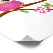 かわいいフクロウの少女が枝に座るポスター ポスター (角)