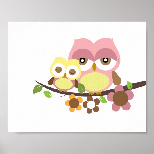 かわいいフクロウの幼児アート ポスター (正面)