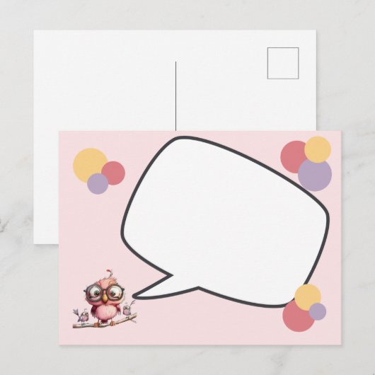 かわいいフクロウの思考泡 ポストカード (正面/裏面)