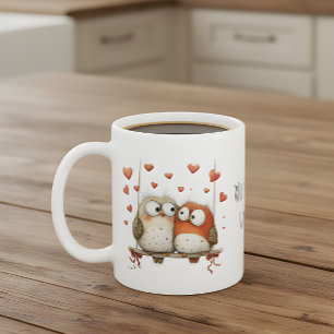 かわいいフクロウの恋人たち 私のバレンタインになってくれますか? コーヒーマグカップ