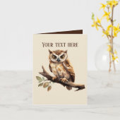 かわいいフクロウの恋人は文字を任意の目的を追加 カード (黄色い花)