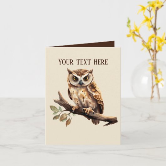 かわいいフクロウの恋人は文字を任意の目的を追加 カード (黄色い花)