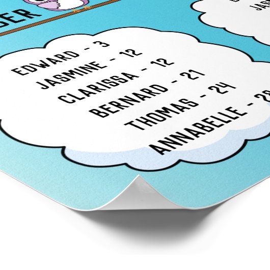 かわいいフクロウの教室誕生日ボードテーマ ポスター (角)