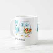 かわいいフクロウの新婚結婚夫婦 コーヒーマグカップ (正面左)