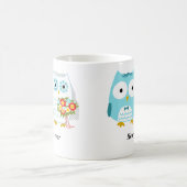 かわいいフクロウの新婚結婚夫婦 コーヒーマグカップ (中央)