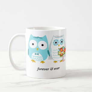 かわいいフクロウの新婚結婚夫婦 コーヒーマグカップ
