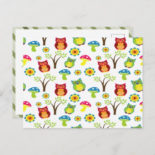 かわいいフクロウの木 ポストカード (正面/裏面)