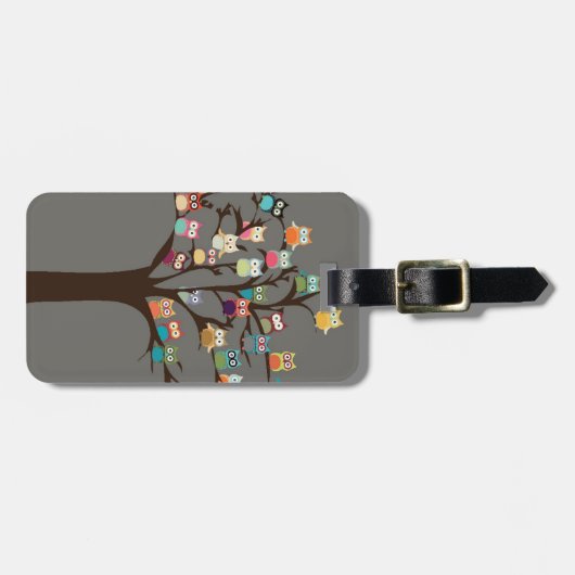 かわいいフクロウの木 |背景 ラゲッジタグ (正面横)