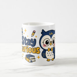 かわいいフクロウの本の好きなデザイン「知的好奇心を忘れずに」 コーヒーマグカップ