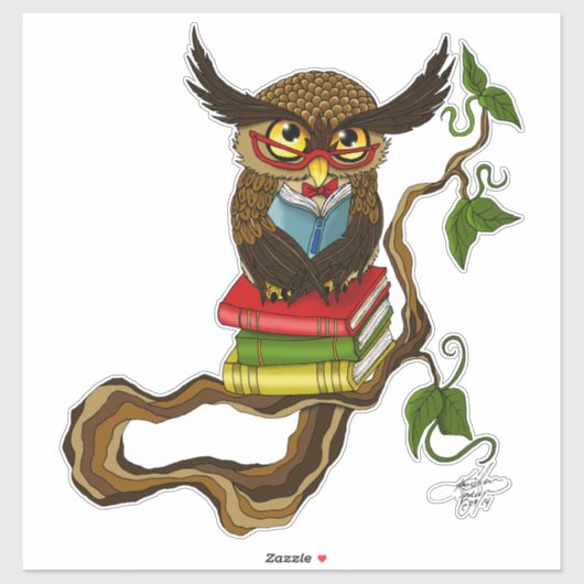 かわいいフクロウの本 シール (シート)