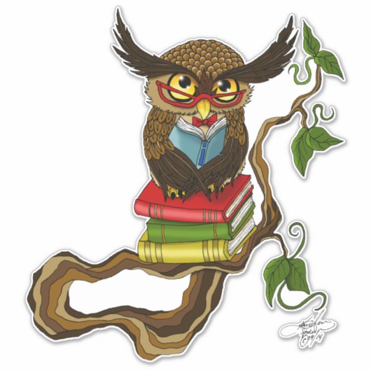 かわいいフクロウの本 シール (正面)