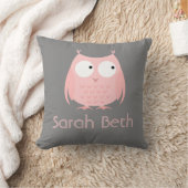 かわいいフクロウの枕は、灰色及びピンク、名前を加えます クッション (ブランケット)