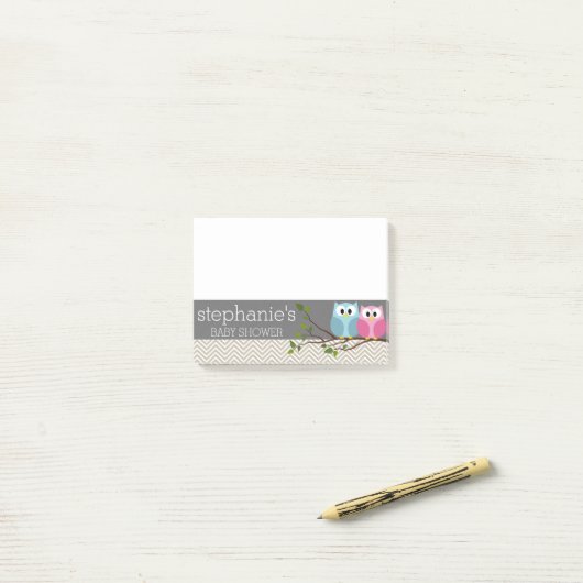 かわいいフクロウの枝に赤ちゃん女の子または男の子シャワー ポストイット (デスク上)