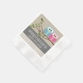 かわいいフクロウの枝に赤ちゃん女の子または男の子シャワー 縁ありカクテルナプキン (角)