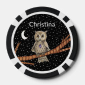 かわいいフクロウの枝クリスタルネックレスムーンスターズ ポーカーチップ (裏面)