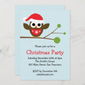 かわいいフクロウの枝 – クリスマスパーティの招待状 招待状 (正面/裏面)