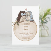 かわいいフクロウの森の田舎風の結婚式の招待状 招待状 (スタンド正面)