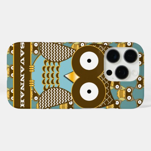 かわいいフクロウの毛色のパターンあなたの色を選択 Case-Mate iPhoneケース (裏面 (横))