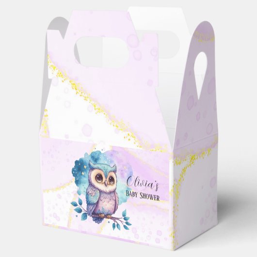 かわいいフクロウの水の色スプラッシュガールベビーシャワー フェイバーボックス (オープン)