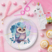 かわいいフクロウの水の色スプラッシュガールベビーシャワー ペーパープレート (パーティー)