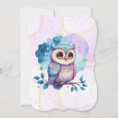 かわいいフクロウの水の色スプラッシュガールベビーシャワー 招待状 (裏面)