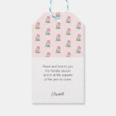 かわいいフクロウの水彩パターモノグラムのン ギフトタグ (裏面)