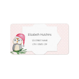 かわいいフクロウの水彩パターモノグラムのン ラベル