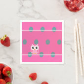 かわいいフクロウの水玉模様 スタンダードカクテルナプキン (インサイチュ)