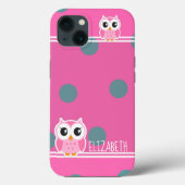 かわいいフクロウの水玉模様 Case-Mate iPhoneケース (裏面)