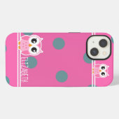 かわいいフクロウの水玉模様 iPhoneケース (裏面横)