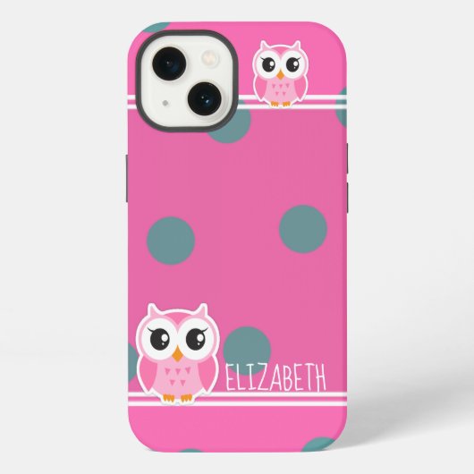 かわいいフクロウの水玉模様 iPhoneケース (裏面)