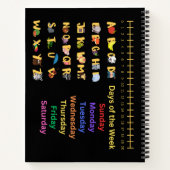 かわいいフクロウの水色スタイル名学年 ノートブック (裏面)