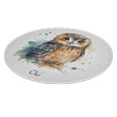 かわいいフクロウの水色、カスタマイズ可能 カッティングボード (角)