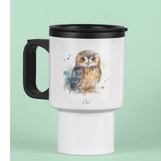 かわいいフクロウの水色、カスタマイズ可能 トラベルマグ