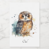 かわいいフクロウの水色、カスタマイズ可能 フードラベル (シングルラベル)